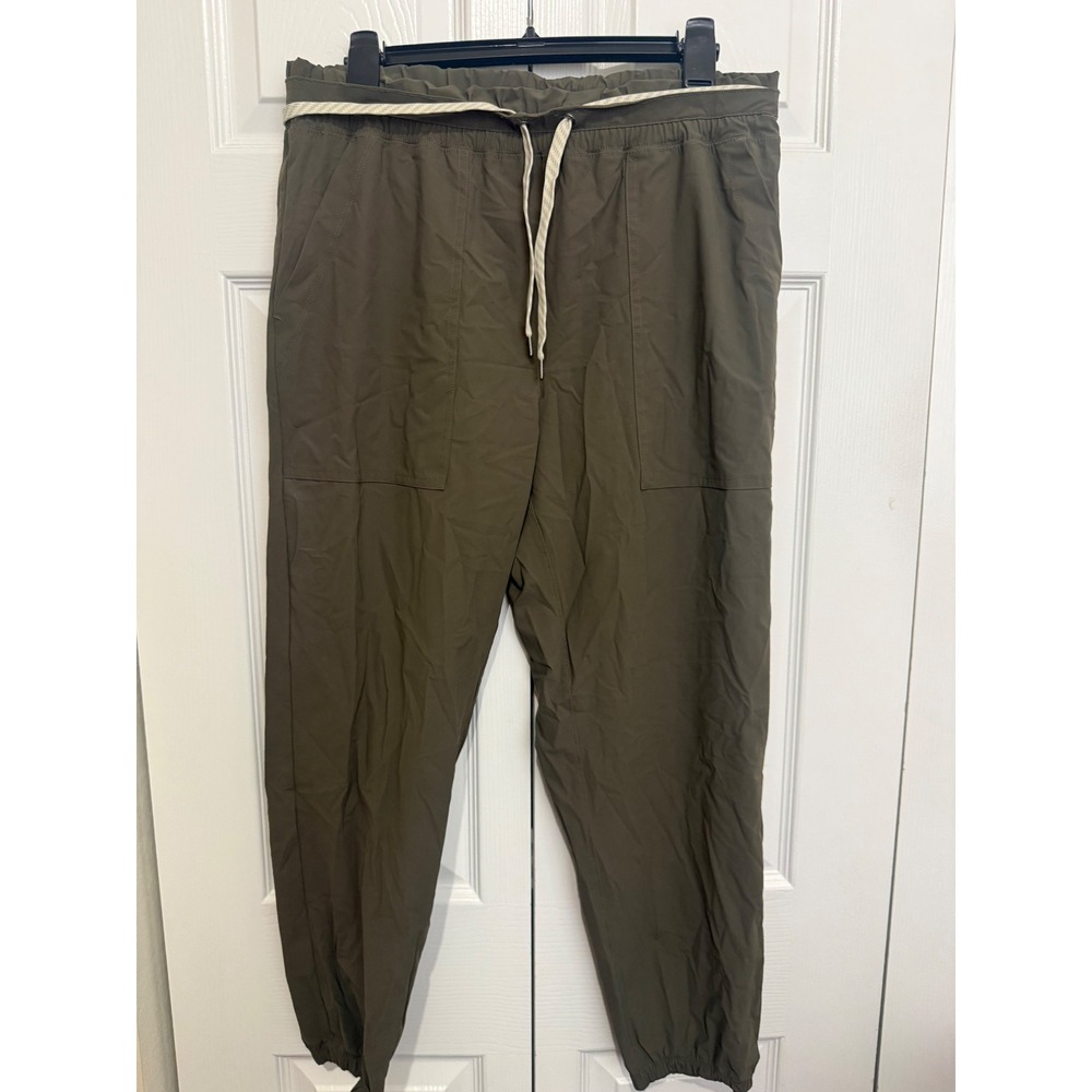 Vuori Womens Miles Jogger Pants Olive Green Elastic Waist Est L Lightweight READ
